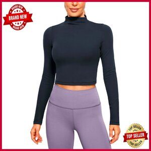 Butterluxe Mock Neck Long Sleeve Crop Top - Slim Fit Activewear Base Layer